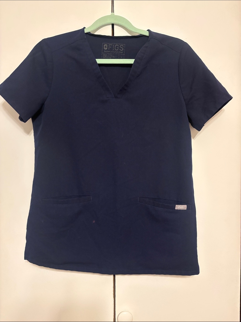 Figs Navy Short-Sleeve V-Neck Scrub Top